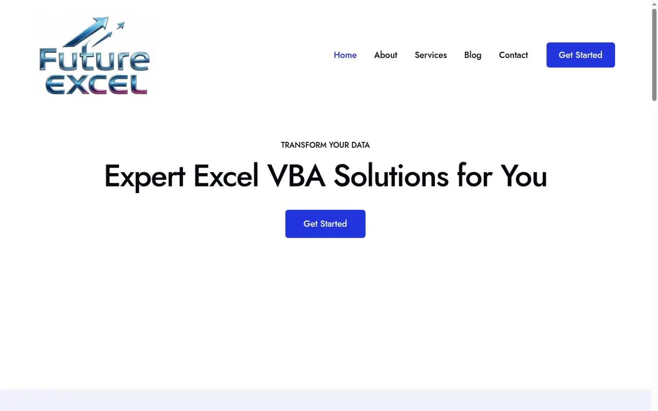 FutureExcel automation services homepage